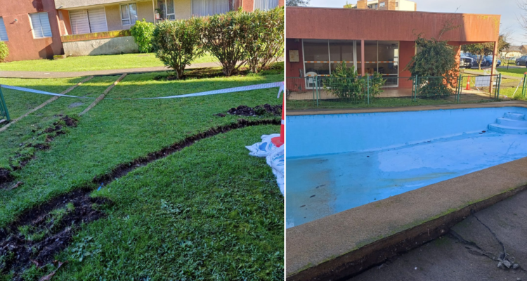 Vecinos de edificio en Concepción acusan hundimiento de terreno y filtración de aguas en departamentos