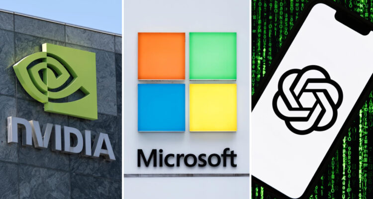 logos de nvidia, microsoft y chat gpt (openai)