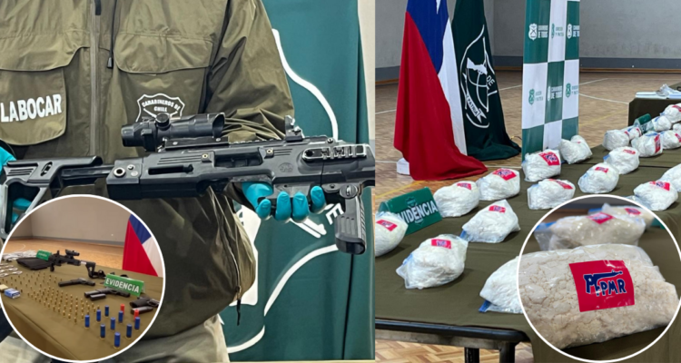 Incautan alto poder de fuego y 70 kg de droga tras megaoperativo en Bío Bío y Ñuble: hay 8 detenidos