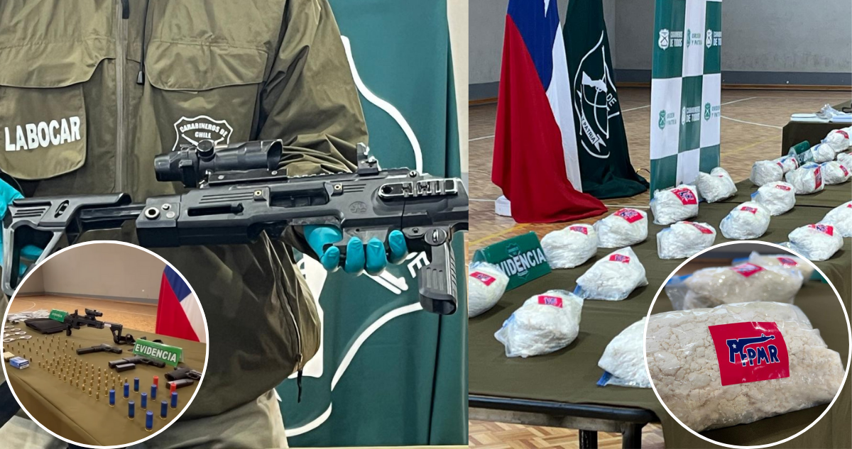 Incautan alto poder de fuego y 70 kg de droga tras megaoperativo en Bío Bío y Ñuble: hay 8 detenidos