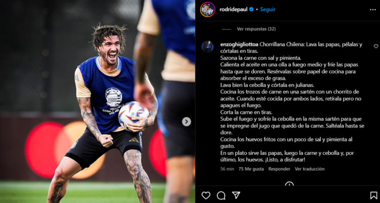 Como ya es tradición, los internautas chilenos molestos acudieron a la cuenta de su nueva víctima, Rodrigo De Paul, para descargar su “ira” en forma de recetas.