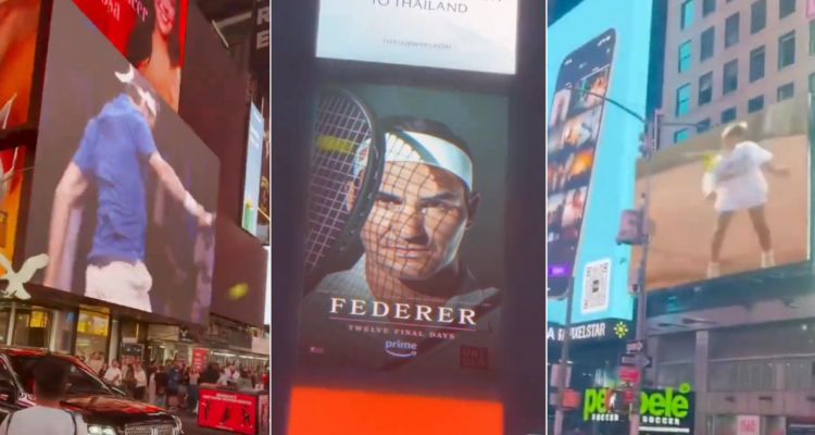 La impresionante promoción de la serie de Roger Federer en Times Square.