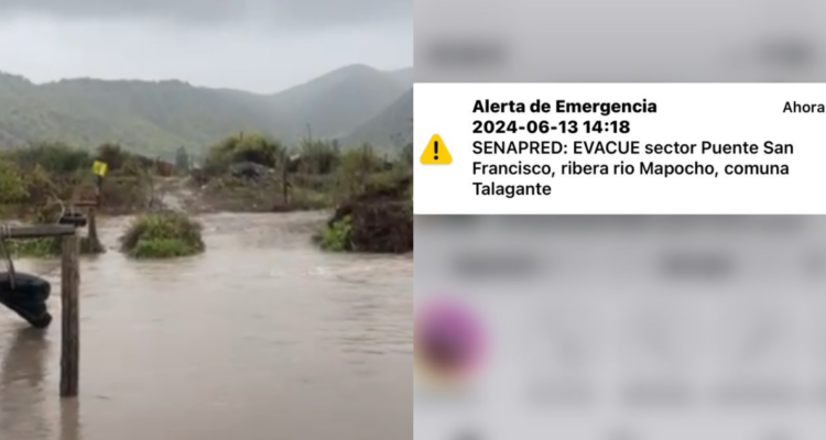 Emiten alerta SAE por crecida del río Mapocho: piden evacuar sectores de Talagante y El Monte