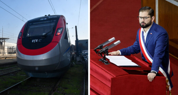 imagen contexto del anuncio en trenes del presidente gabriel boric cuenta pública 2024
