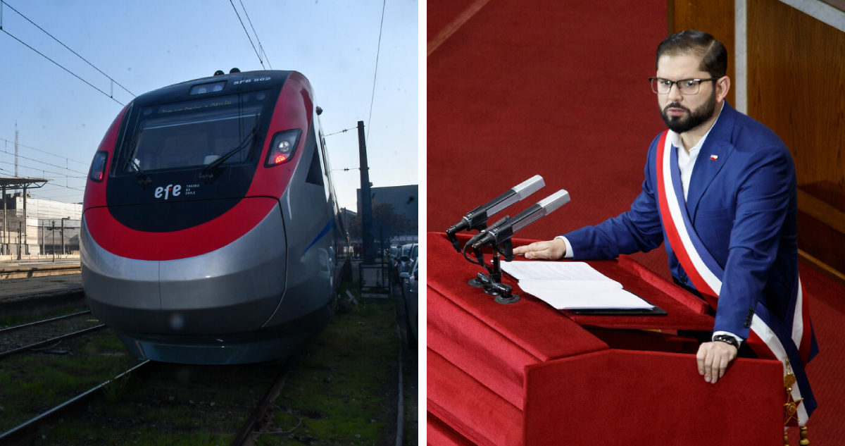 imagen contexto del anuncio en trenes del presidente gabriel boric cuenta pública 2024