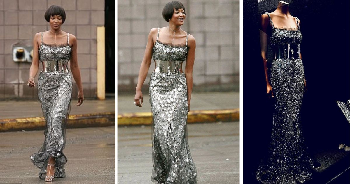 Vestido de Naomi Campbell tras agredir a nana chilena exhibido en Londres