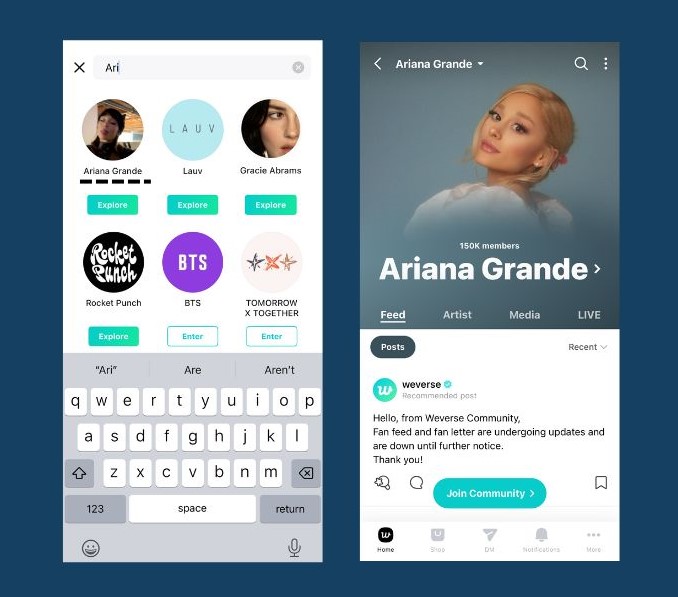 ¿Qué es Weverse, la app para "superfans" que reúne artistas como Ariana Grande y BTS?