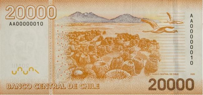 Cómo es el billete chileno de 20.000 pesos, qué personaje tiene y qué hay en su reverso.