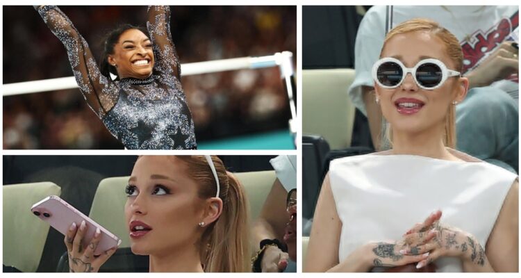 Ariana Grande aplaudió y celebró en París el regreso triunfal de Simone Biles