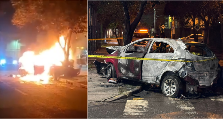 Con cuatro detenidos y un auto quemado termina persecución desde San Bernardo hasta Cerrillos