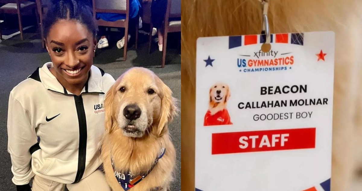 Beacon, el querido terapeuta canino que apoya a Simone Biles y al equipo olímpico de gimnasia de EEUU