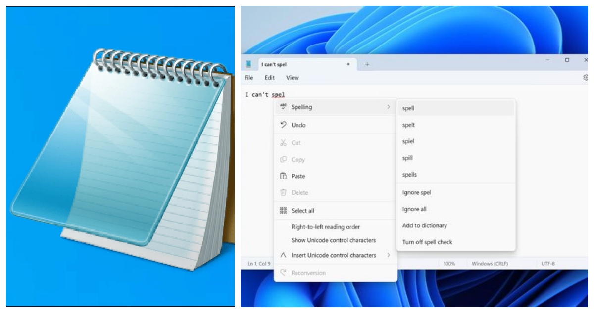 El icónico Bloc de Notas de Windows, con cuarenta años de historia, se renueva con la incorporación de un esperado corrector ortográfico.