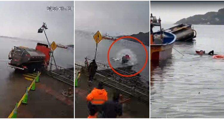 Camión cae al mar en caleta La Arena de Puerto Montt