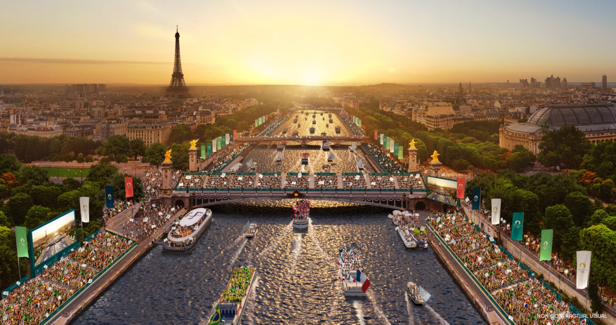 Proyección de la ceremonia inaugural de París 2024