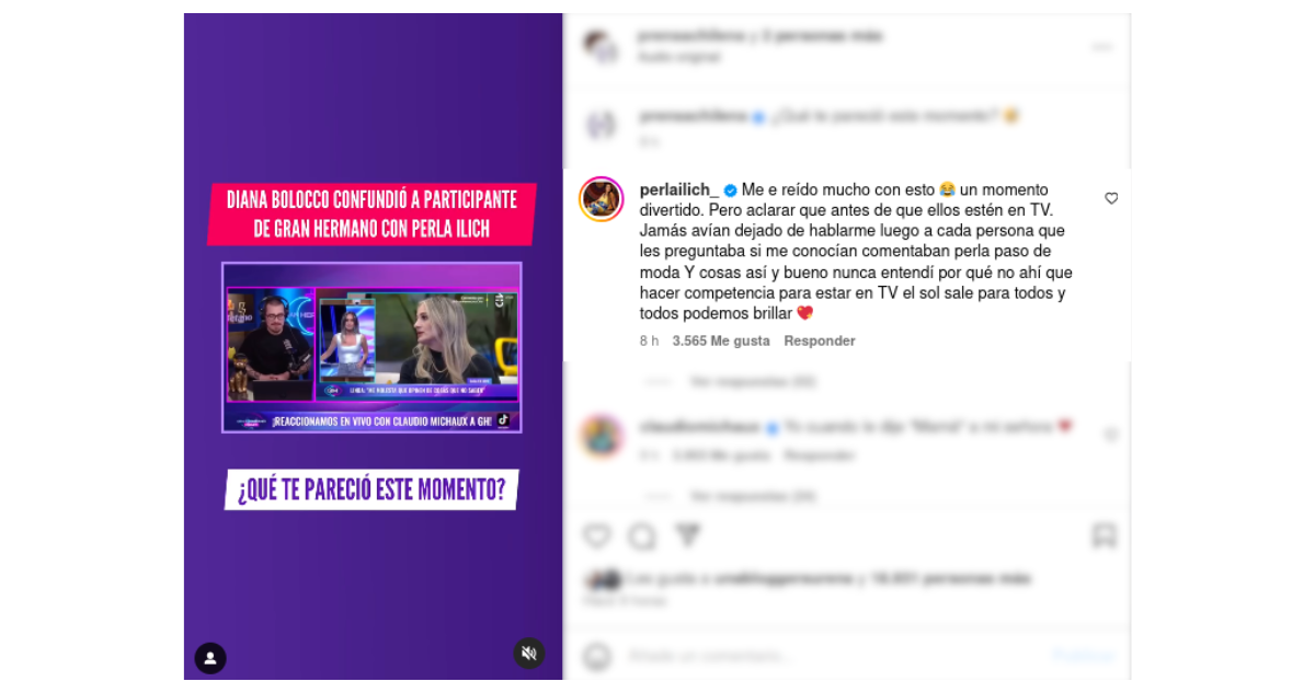 Comentario de Perla Ilich en redes sociales sobre Linda Marcovich