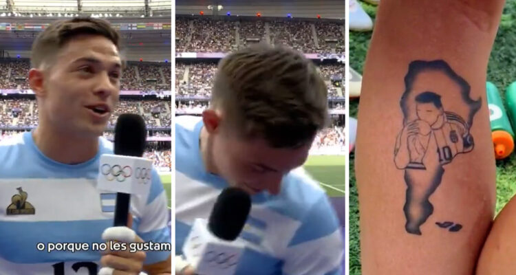 Marcos Moneta calentó al Francia vs Argentina en el Rugby 7 de París 2024.