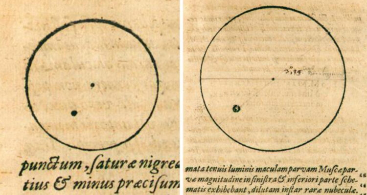 Dibujos del Sol hechos por Johannes Kepler