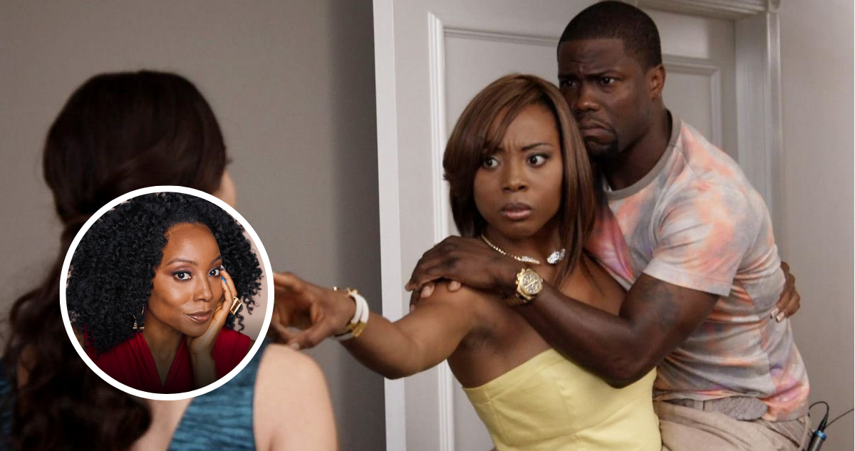 Erica Ash en “Real Husbands of Hollywood” y en fotografía miniatura, en referencia a la actriz de Scary Movie