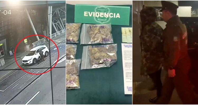 Perro policial la delató: detienen a mujer con droga y documentos falsos en Aeropuerto de Santiago