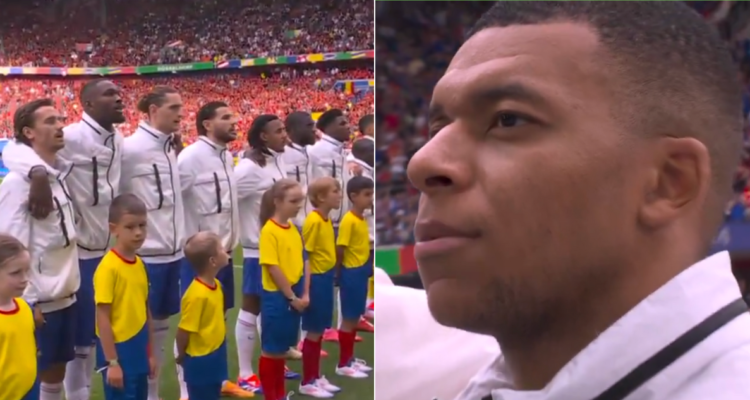 La cara de Mbappé tras las intensas pifias a La Marsellesa en la Eurocopa.