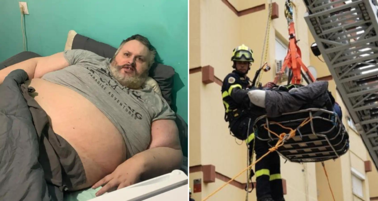 Hombre de 300 kilos fue sacado en grúa de su casa