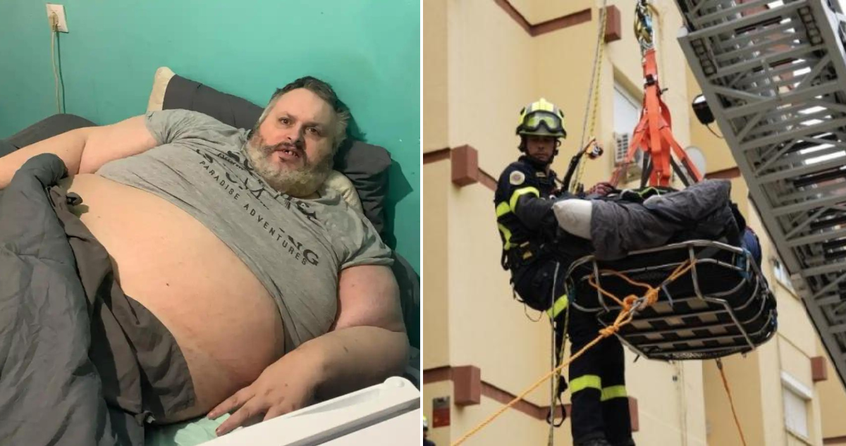 Hombre de 300 kilos fue sacado en grúa de su casa