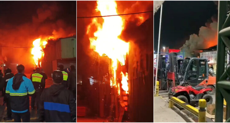 Gigantesco incendio afectó a local de Mercado Lo Valledor en la RM