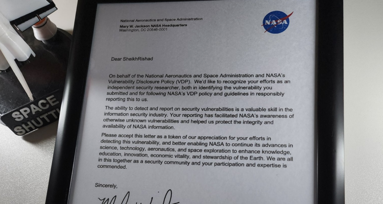 Un joven asegura haber hackeado de forma responsable a la NASA, recibiendo una carta de agradecimiento por parte de la agencia espacial.