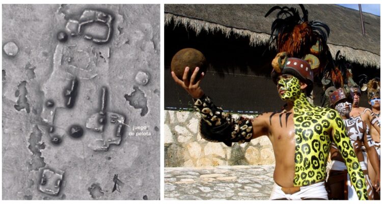 Arqueólogos descubrieron una enigmática estructura subterránea con paredes pintadas bajo una cancha para juego de pelota maya en México.