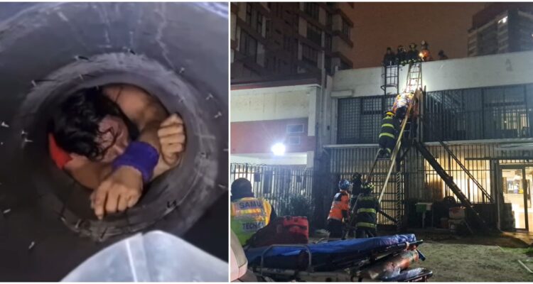 Delincuente queda atrapado en ducto tras intento de robo en Viña del Mar