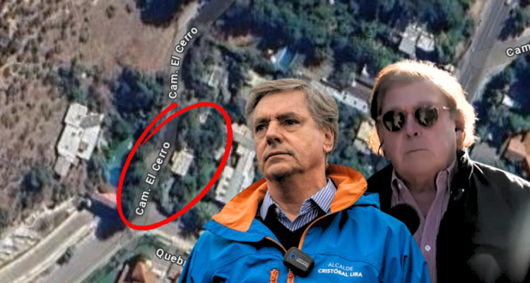 Alcalde Cristóbal Lira y Emeterio Ureta, con el terreno de la disputa de fondo.