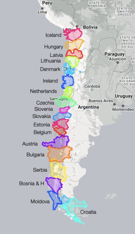 Chile comparado con países de Europa