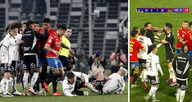 Jugadores de Colo Colo y Unión Española animaron violenta pelea en el Monumental.