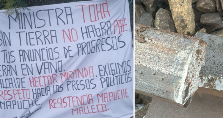 Resistencia Mapuche Malleco intenta descarrilar un tren en Pidima y deja amenaza contra ministra Tohá