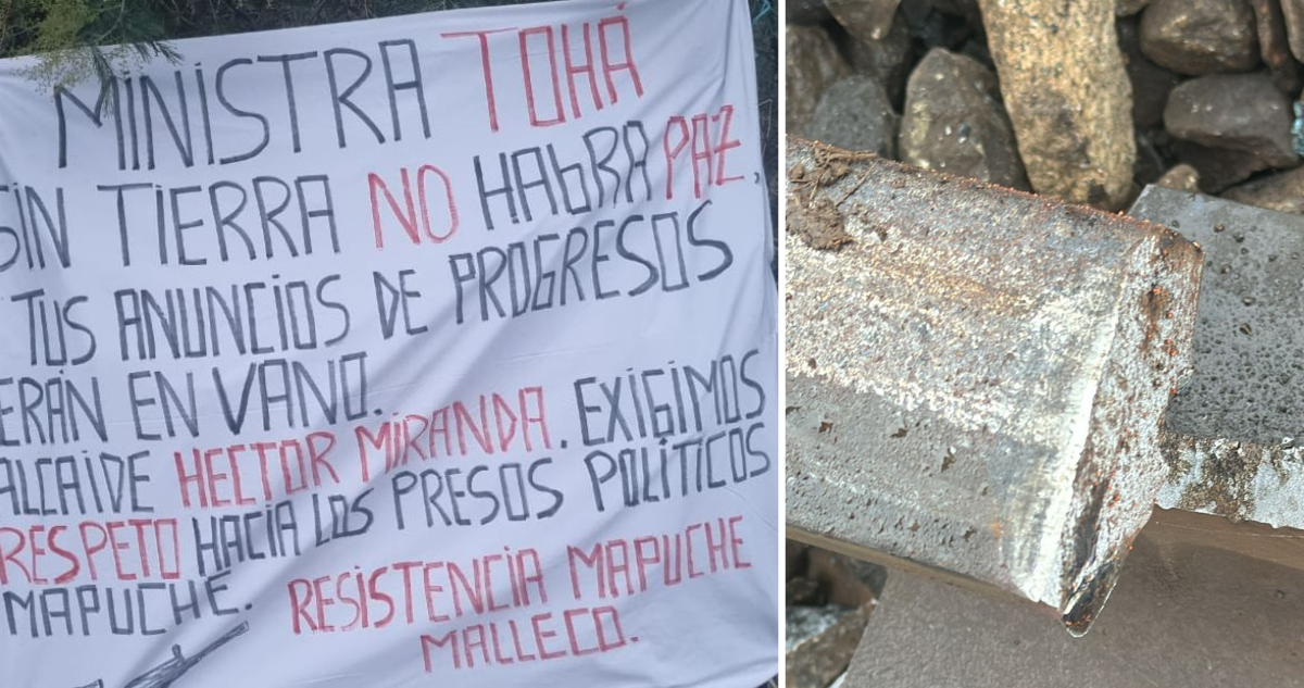 Resistencia Mapuche Malleco intenta descarrilar un tren en Pidima y deja amenaza contra ministra Tohá