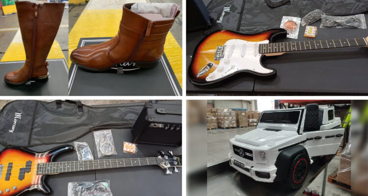 Subasta de Aduanas: cientos de lotes con guitarras, bajos, zapatos y más artículos saldrán a remate