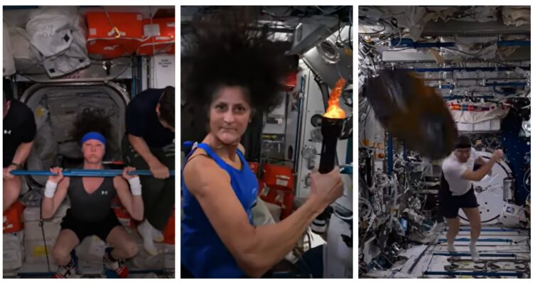 Desde la Estación Espacial Internacional, los astronautas celebraron sus propios “Juegos Olímpicos” en un video publicado por la NASA.