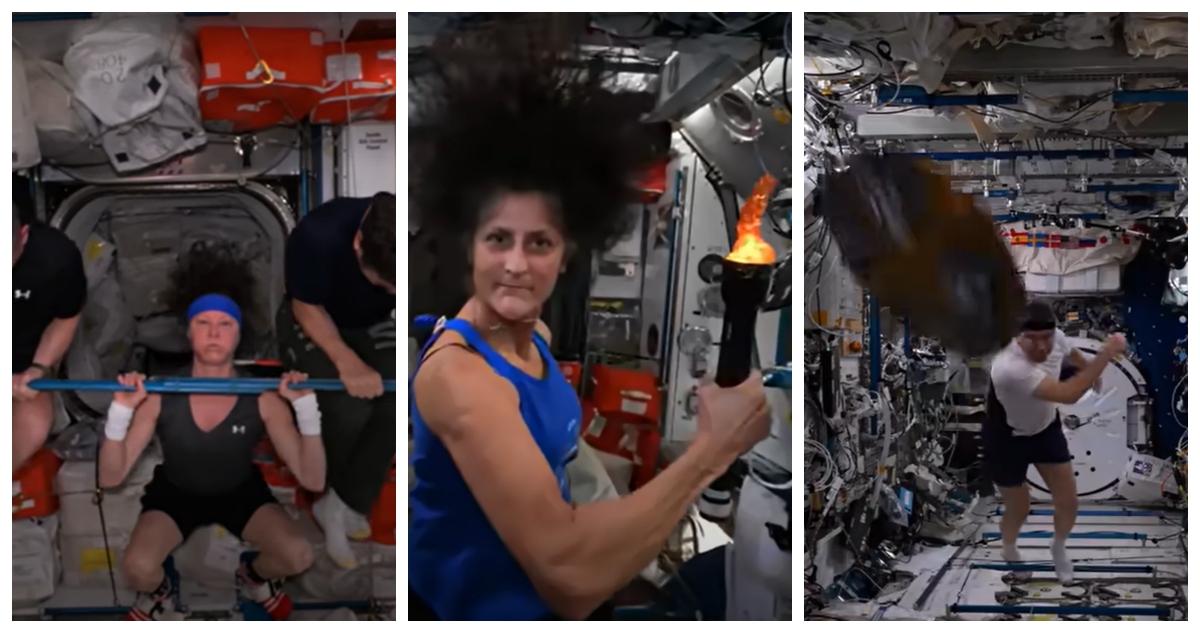 Desde la Estación Espacial Internacional, los astronautas celebraron sus propios “Juegos Olímpicos” en un video publicado por la NASA.
