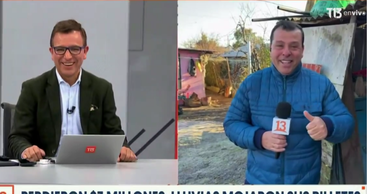 Periodista de Canal 13 tuvo impasse con micrófono en vivo