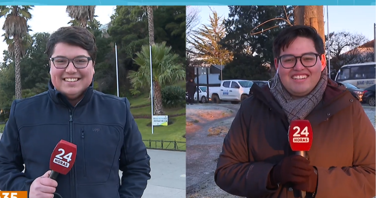 Hans Christiansen y Matías Gallegos, periodistas de TVN con gran parecido entre si