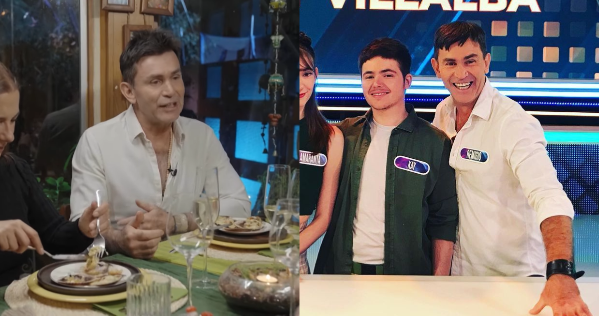 Remigio Remedy en La Divina Comida (izquierda) y junto a su hijo Kay en “¿Qué dice Chile?” (derecha)