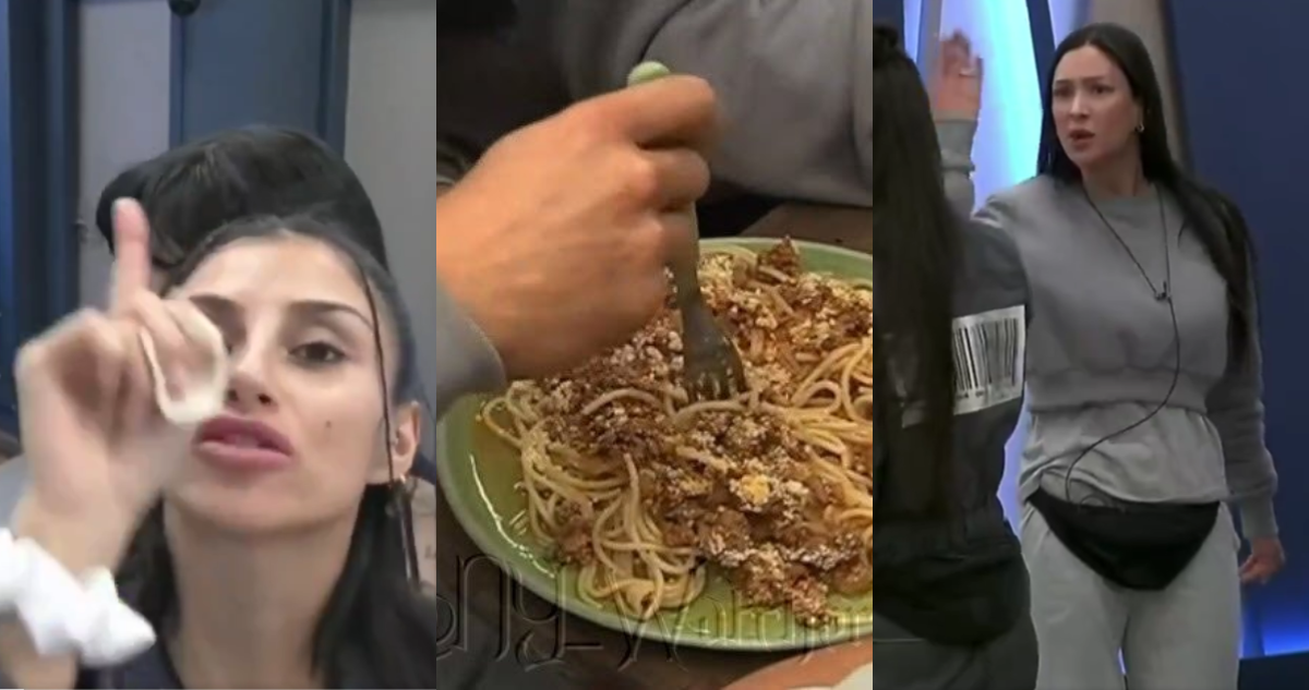 Daniela Bravo (izquierda), comida servida en el sótano de Gran Hermano (centro) y Karina amenazando a con renuncia (derecha)