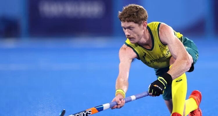 Matthew Dawson jugando por la Selección Australiana de hockey.