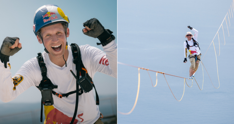 Jaan Roose concretó la caminata más larga de la historia en slackline en Sicilia.