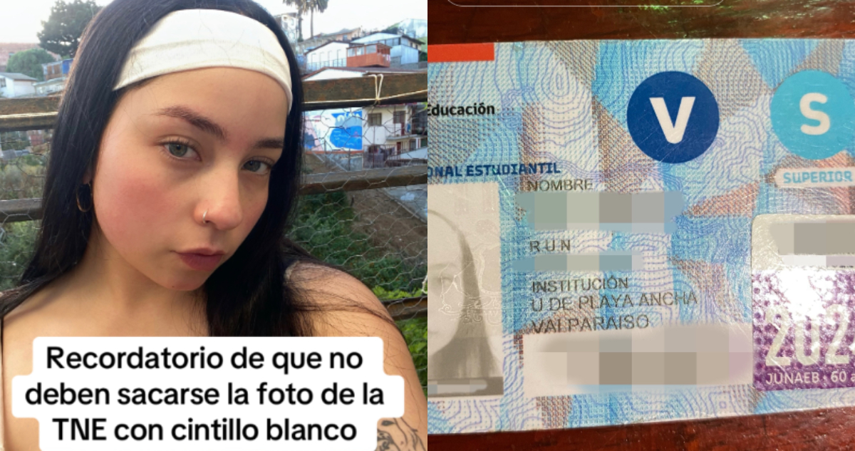 Joven comparte su foto de TNE con cintillo blanco , un gran desacierto fotográfico.