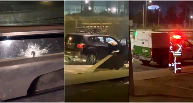 Trabajadores arrancaron entre disparos de encerrona en San Bernardo al colisionar auto de delincuentes