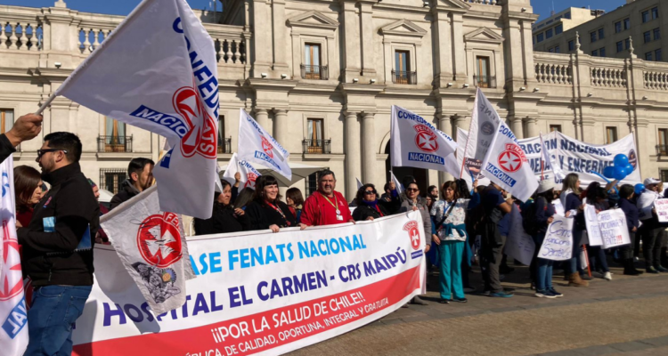 trabajadores de la salud manifestación