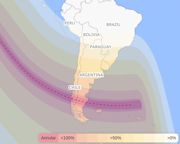 Trayectoria eclipse solar de octubre