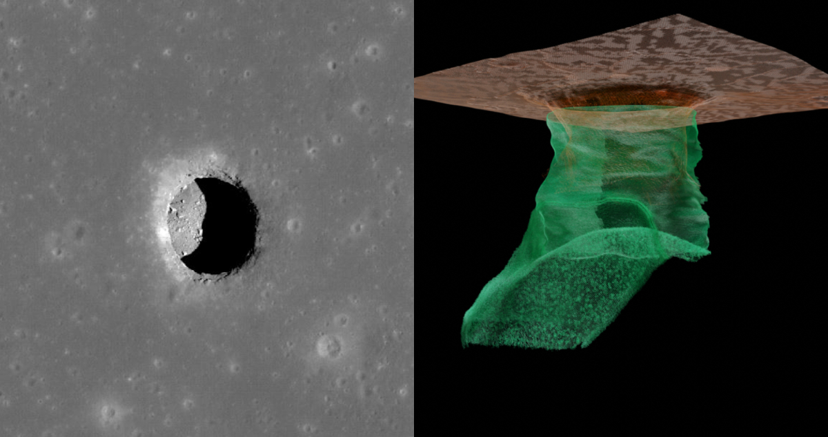 Simulación computarizada del túnel encontrado en la Luna