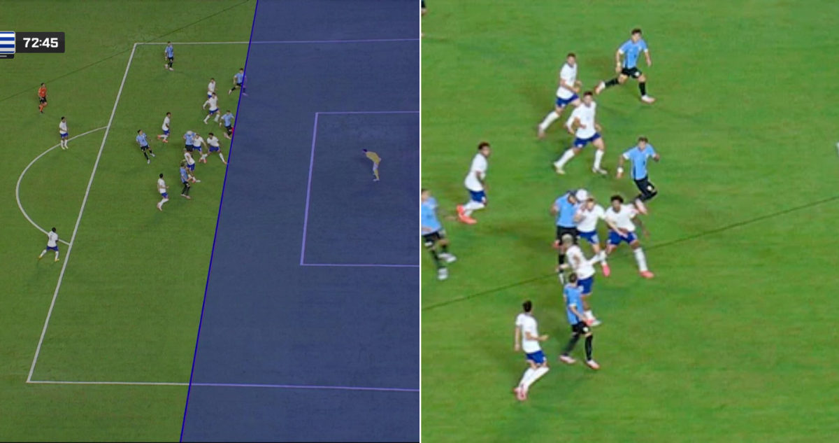 La extraña linea trazada por el VAR en el gol que eliminó a EEUU de la Copa América.